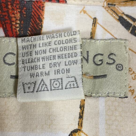 Crossings Mens Camp Fly Fishing Fish Shirt Aloha Hawaiian Button Down Pocket L - Picture 7 of 7